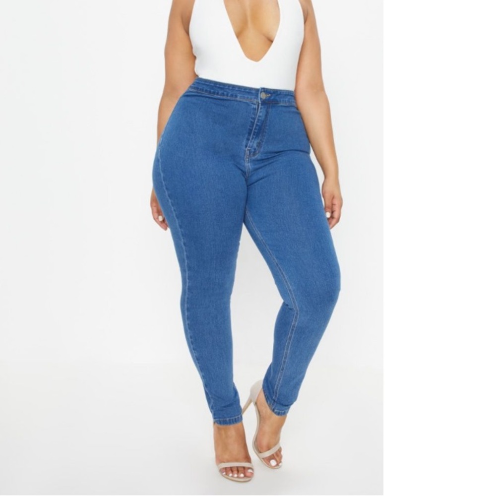 PLT high waist mid wash skinny Jegging